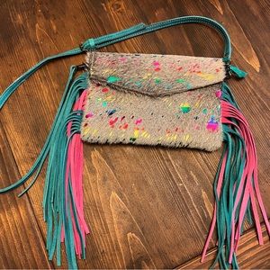 American Darling Hair on Hide Rainbow Crossbody with Fringe